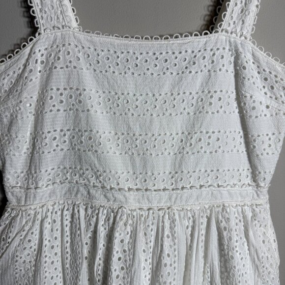 Chelsea & Violet Lace Eyelet Smocked Midi Dress Women's Large White Cottagecore - Picture 6 of 14